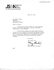 Mary Stanke Letter (April 21, 1979)